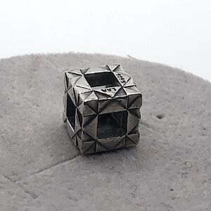TROLLBEADS Sterling Silver Origami 3D Square Charm Retired 925 LAA